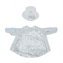 Disco Porch Goose Outfit Retro Sequined Clothes And Hat For 23 Inch Lawn Goose Statue Clothes Decoration - 白色 - 查看 2