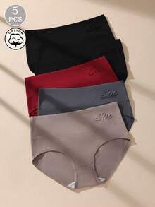 5 st högmidjade damunderkläder, elastiska och andningsbara trosor - Multifärgad - Visa 1