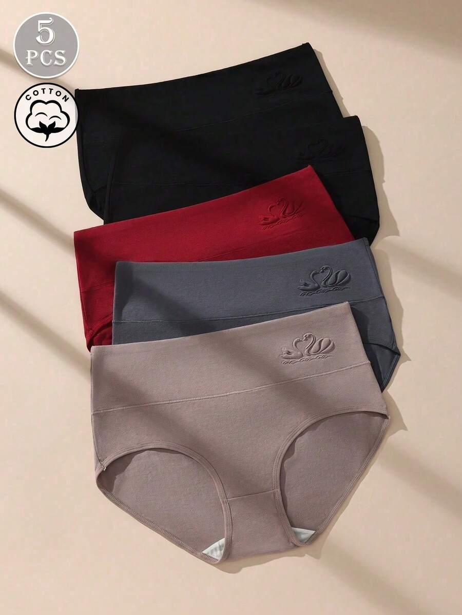 5 st högmidjade damunderkläder, elastiska och andningsbara trosor - Multifärgad - Visa 1