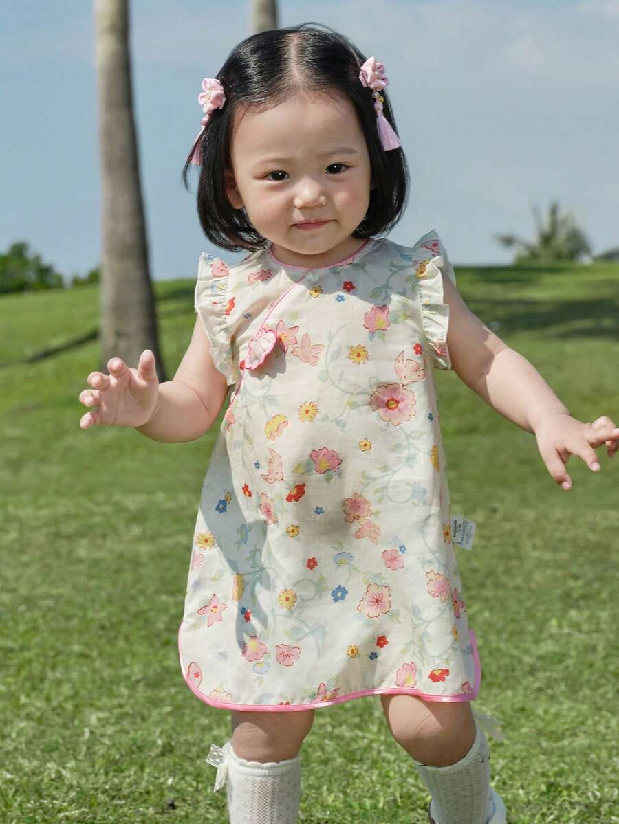 Balabala 2026年少女夏季復古風甜美可愛柔軟派對洋裝 - 白紅色調 - 查看 1