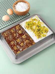 1个长方形不锈钢可调节柔性可伸缩慕斯蛋糕模具，提拉米苏面包蛋糕烘焙模具烘焙工具 - 銀色 - 查看 1