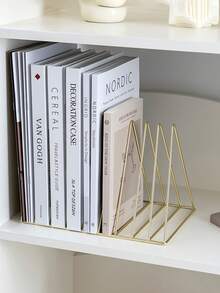Modern Metal Bookshelf, Minimalist Iron Desktop Storage Rack, Desktop Organizer Shelf, Bookshelf Storage Rack, Multi-Function Magazine Newspaper Storage Box, Suitable For Home Office Organization And Decoration - Multicolor - View 1