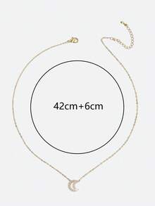 The Gold Collar Chain Is Set With Small Diamonds, Giving A Luxurious Touch. It Is Perfect For Daily Wear And Makes An Excellent Gift For Special Occasions. - Moon Pendant - View 4