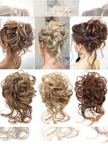 8 Inch Curly Braided Hair Bun, Wavy Ponytail, Made Of High-Quality Synthetic Fiber, Suitable For Women - Multicolor - View 3