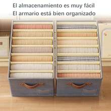 Paquete de 4 Organizador de closet ropa organizadores para cajones de ropa equipada con ranuras para tarjetas de PVC plegable con compartimentos y asas ideal para camisas vaqueros - Gris - Ver 5