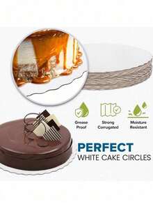 5pcs White & Gold Round Cake Boards, 8/10/12 Inch Paper Cake Bases, Waterproof & Grease-Proof Cake Boards, Suitable For Mother's Day Cake DIY, Desserts And Craft Display - View 6