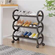 Kệ giày nhựa chịu lực 3 tầng/4 tầng (có thể điều chỉnh) với bánh xe xoay 360° và tay cầm dạng vòng - Tủ giày di động tiết kiệm không gian, màu đen, kiểu dáng hiện đại, phù hợp cho không gian nhỏ, căn hộ, lối vào - Kệ giày di động và kệ giày treo - Nhiều màu - Xem 13