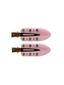 2 piezas/4 piezas Pinzas de pelo de acrílico sin costuras, dulces y versátiles con estampado a cuadros, para niñas - 2 flores azules - Ver 6