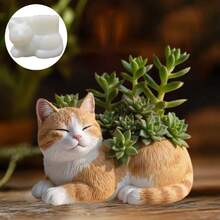 1个猫咪花盆树脂硅胶模具 可爱猫咪植物花瓶花盆装饰模具 石膏模具 水泥模具 混凝土模具 - A - 查看 3