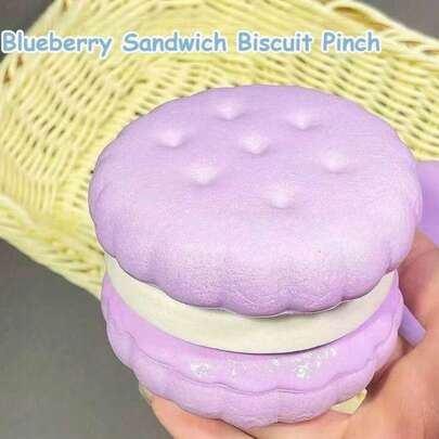 Jumbo Cream-Filled Cookies With Slow Rebound Squeeze, Cream-Filled Cookies In Macaron Colors With Squeeze, Cute Slow Rebound Sweets, Realistic Squeeze PU Slow Rebound Toys