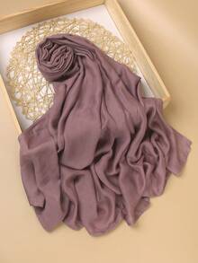 1pc High-Quality Solid Color Soft Breathable Viscose Headscarf, Suitable For Daily Wear With Robes Or Dresses - Multicolor - View 55
