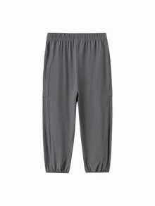 Balabala 2026款男童夏季休闲裤，透气轻便，拼接设计，清爽舒适。 - 冷灰 - 查看 2