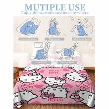 SANRIO 1件 Hello Kitty 主題客製化毛毯，可個性化姓名定制，以 Hello Kitty 為主角搭配愛心元素，可愛甜美風格，柔軟舒適，可機洗，適用於沙發、床鋪、旅行，送給家人朋友的完美禮物 - 彩色 - 查看 6