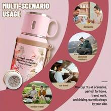 550ml Bicchiere termico di alta qualità in acciaio inossidabile 316, con motivi a fiore di peonia e altri 3 disegni, casual e alla moda, adatto per campeggio, ciclismo, ufficio, casa e altro, utilizzabile in tutte le stagioni, un regalo di compleanno ideale - Multicolore - Visualizzare 5