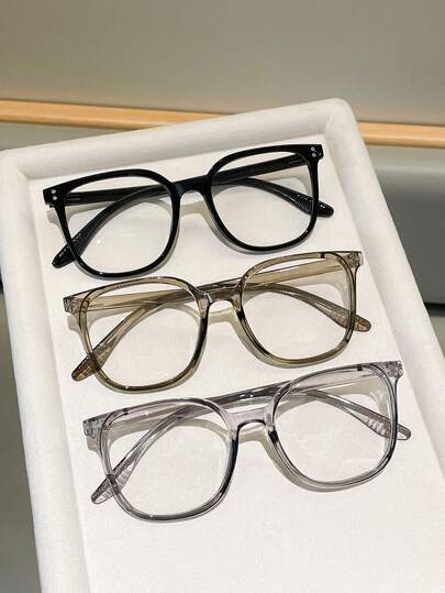 3pcs Square Full-Frame Over-The-Counter Computer Glasses For Fashion Accessories, Everyday Wear, Parties And Street Style