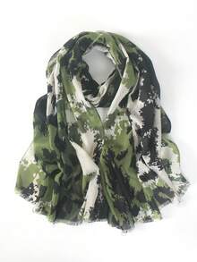 Luxury Digital Print Hijab - Abstract Contrast Artistic Scarf & Beach Sarong, Silky Large Shawl & Versatile Summer Wrap For Women, 180x70cm - Multicolor - View 3