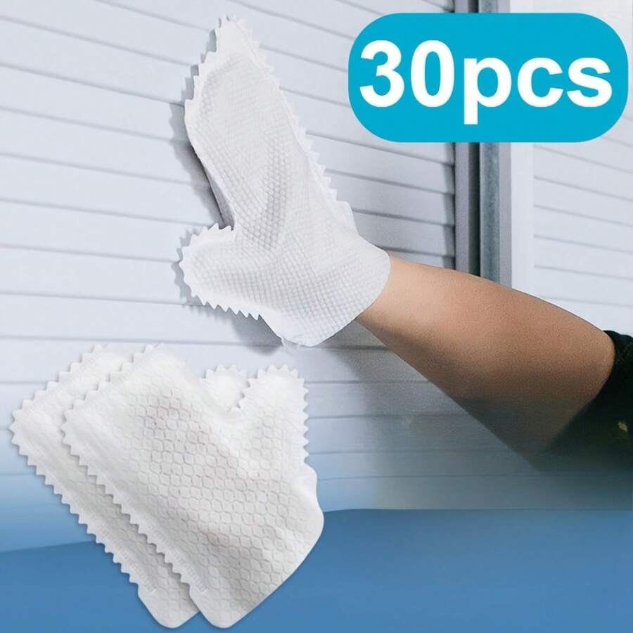 Microfiber Dust Gloves - Multi-Purpose Wet And Dry Dual-Use, Easy Cleaning Gloves For Dust Removal, Suitable For Kitchen, Living Room, Bedroom, Car, Furniture, And Window Cleaning - 白色 - 查看 1