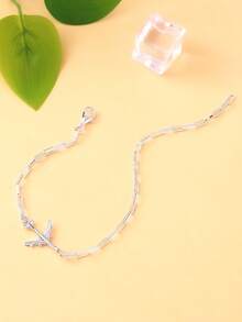 STONEFANS 1pc Minimalist Niche Design Paper Airplane Bracelet For Men, Summer Casual Style - Silver - View 3