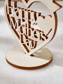 1pc Mother's Day Wooden Heart Crown Decor, With Hollow "Happy Mother's Day" English Text Design, Modern Minimalist Decor For Holiday Celebration, Suitable As Mother's Day Gift And Home Tabletop Decoration - one-size - View 10