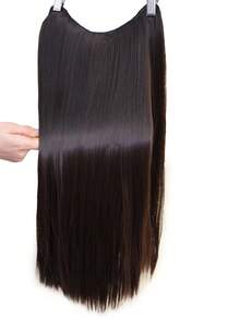 Tóc nối thẳng dài 26 inch WIGGAGA với 5 kẹp cài, thích hợp cho nữ và bé gái trong kỳ nghỉ hè và ngày Valentine. - màu nâu - Xem 2