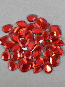 100pcs/Pack, 13*18mm Flat-Cut Teardrop Rhinestones, Large Size Plastic Rhinestones, Flat Bottom Resin Rhinestones, DIY Decorative Rhinestones - 13*18mm 100pcs - View 1