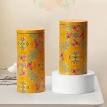 1pc Spiral Tea Canister, Classic Chinese Style Storage Jar, Airtight Moisture-Proof Seal, Crane & Lotus Pattern, Suitable For Daily Storage And Gift Giving - Multicolor - View 9