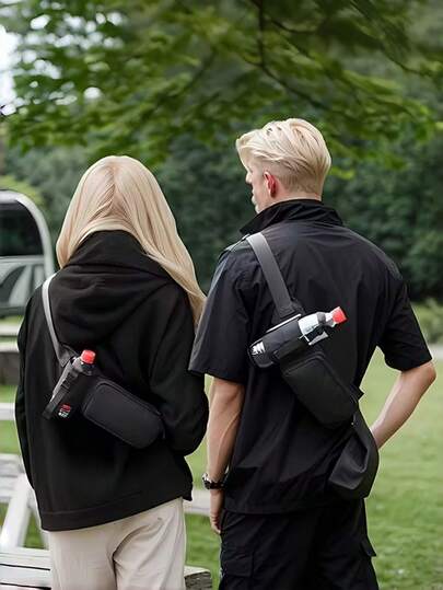 1个男女通用户外运动单肩包，便携式单肩小背包，多功能水壶胸包，腰包，便捷简约运动腰包，大容量，防水，适合跑步、健身