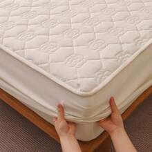 三件套绗缝床笠套装，1件加厚床笠+2个枕套，防水床罩 - 奶油白 - 查看 6