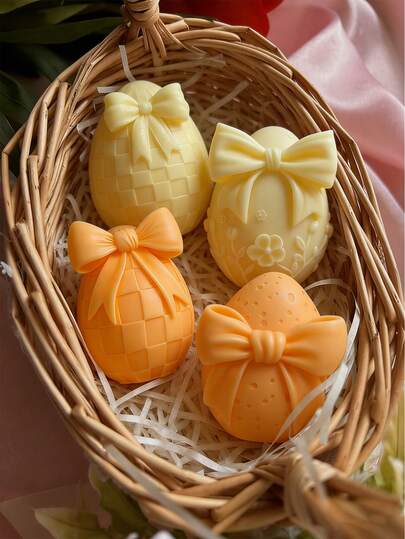 New Bowknot Embossed Egg-Shaped Candle Mold, Easter Egg Mold Made Of Heat-Resistant Silicone, Flexible And Easy To Clean, Suitable For DIY Scented Candles, Aroma Stone Casting, Resin Crafting And More, Multi-Purpose Mold For Holiday Decor, Meditation And Home Ambiance