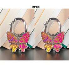 1 pieza Gancho plegable con forma de mariposa, se puede usar como colgador de billetera, adecuado para escritorios, mesas, oficina en casa - Blanco - Ver 18