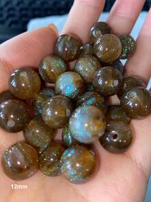 50颗8/12毫米棕色亮片合成圆珠 - 含彩虹色珠子，适合制作珠宝、手链、项链 - 母亲节DIY工艺品，珠宝制作 - 棕色 - 查看 4