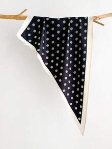 1件春夏百搭波点条纹多功能围巾披肩，适合日常、办公、度假穿着 - 黑色 - 查看 9