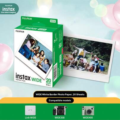 FujiFilm WIDE Instant Film, Wide Format Film, 20 Sheets Double Pack With White Borders (Compatible With WIDE Series Cameras), Captures True-To-Life Colors, Preserves Memories, Long-Lasting Photos