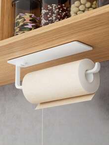 1pc Modern Kitchen Paper Towel Holder, No Drilling Required, Equipped With Strong And Mark-Free Adhesive, Roll Dispenser, Can Be Hung Under Cabinet, Space-Saving Vertical Storage Rack - Multicolor - View 5