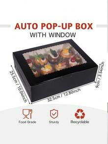 8/4/3pcs/1pc Cupcake Boxes With Window, 12-Cup Cake Boxes, Large Cake Boxes, Suitable For Birthday, Wedding, Valentine's Day Gift Packaging - Black - View 18