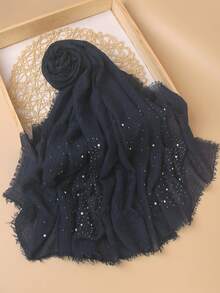 New Solid Color Sequin Ruffle Edged Classic Basic Shawl Scarf, Women's Headscarf, Suitable For Robe And Veil Outfits - Multicolor - View 51