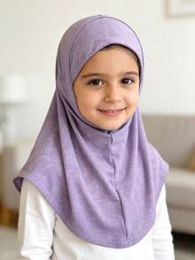 1pc Girls' Bali Chiffon Printed Headscarf, Elastic & Comfortable Ramadan Hijab, Halal Headwear For Daily & Ramadan Wear - 1PC - View 3