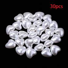 30/50颗ABS仿珍珠心形珠子，白色直孔设计，浪漫心形，手工DIY婚礼/新娘项链、手链、耳环饰品配件，情人节/周年纪念礼物DIY配件，婚纱礼服装饰 - 白色 - 查看 12