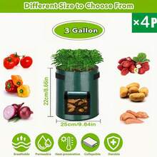 4 Packs 3-Gallon 7-Gallon 10-Gallon Garden Potato Planting Bags With Lids And Handles, Breathable Fabric Pots, Heavy-Duty Vegetable Planting Bags For Tomatoes, Fruits, Carrots, Onions, Potatoes, Strawberries, And Other Vegetables - Dark Green - View 13