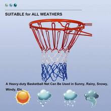 Basketball Net Outdoor - Upgrade Heavy Duty Basketball Net U2013 All - Weather Basketball Hoop Net, Suitable All Outdoor Or Indoor 12 Loops Basketball Hoops. - White, Red, Blue - View 2
