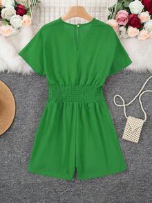 Women's V-Neck Button Jumpsuit Summer Elegant - Green - View 4