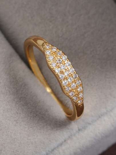 1pc Fashionable Cubic Zirconia Simple Thin Ring For Women