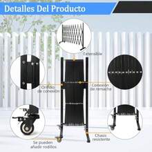 Puerta de Valla de  Metálica de 130 Pulgadas Puerta de Bloqueo de Perros Portátil Puerta de Perro de Valla Metálica Retráctil y Plegable - Negro - Ver 6