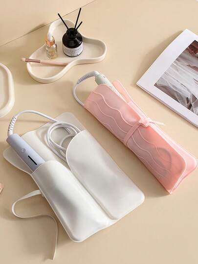 Silicone Hair Curler & Straightener With Anti-Slip Pad - Heat-Resistant, With Two Hair Clips,Portable Design For Long Hair Perm, Curling & Straightening - For Normal & Relaxed Textured Hair - Travel-Friendly Styling Tool With Storage Case Compatibility,For Space Saving,For Curling Rods & Straighteners,Salon & Travel Use.