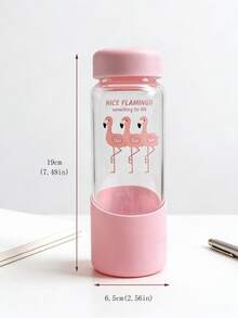 1 pieza Vaso de agua de vidrio grueso de 450ml, diseño de flamenco, anti-escaldadura, para uso en la oficina y viajes - Multicolor - Ver 5