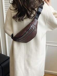 Women's Fashionable Casual Waist Bag - Burgundy - View 5