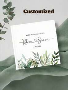 1pc Customized Square Wedding Guest Signature Book, White Blank DIY Photo Album, Elegant Sign-In Book, Party Tabletop Decor Souvenir - Multicolor - View 14
