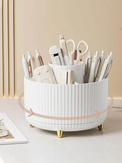 旋转笔筒、办公桌文具收纳盒、男女童收纳盒、儿童桌面收纳架、大容量办公用品笔盒、化妆刷架、储物架。