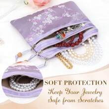 kilofly Chinese Silk Brocade 3 Zipper Pockets Jewelry Pouch Bag Set of 2 - conjunto 2 A - Ver 4