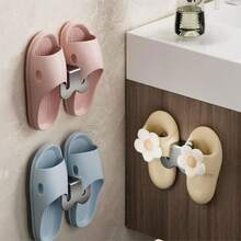 1/2Pcs Punching-Free Wall-Mounted Slipper Rack Bathroom And Toilet Wall Drain Slipper Storage Hook Shelf Practical Shoe Holder - View 5